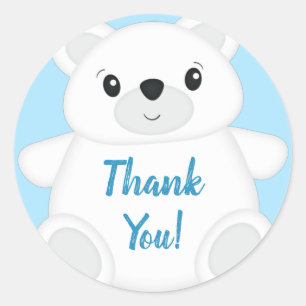Blue Polar Bear Baby Shower Classic Round Sticker