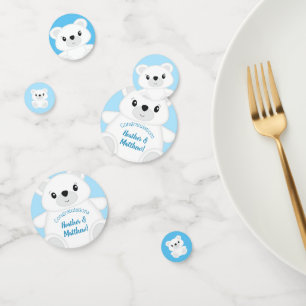 Blue Polar Bear Baby Shower Confetti