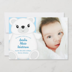 Blue Polar Bear Baby Shower Invitation
