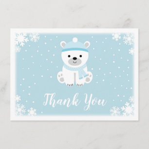 Blue Polar Bear Baby Shower Thank You