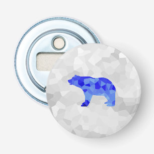 Blue Polar Bear Geometric Winter Snowy Blizzard Bottle Opener