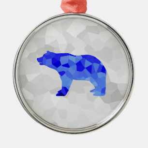 Blue Polar Bear Geometric Winter Snowy Blizzard Metal Tree Decoration