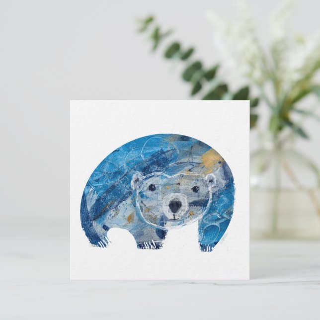 Blue Polar Bear Holiday Card (Standing Front)