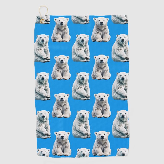 Blue Polar Bear Pattern Design  Golf Towel (Front)