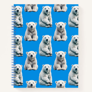Blue Polar Bear Pattern Design  Notebook