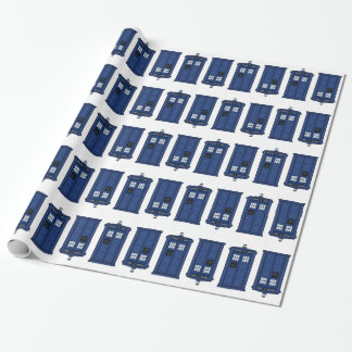 Blue POLICE Box Geek giftwrap Wrapping Paper