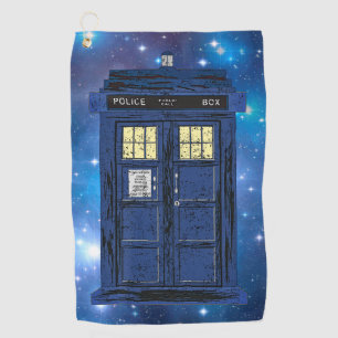 Blue Police Public Call Box - UK Time Travel 1 Golf Towel