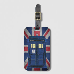 Blue Police Public Call Box - UK Time Travel 1 Luggage Tag