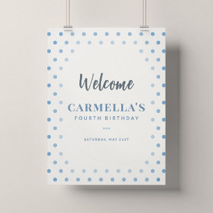Blue Polka Dot 18x24 Birthday Party Welcome Poster