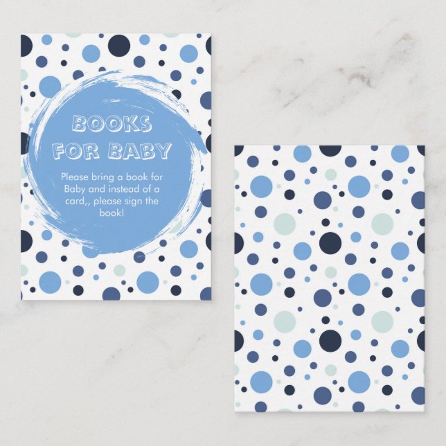 Blue polka dot Baby Shower books for Baby Enclosure Card (Front/Back)