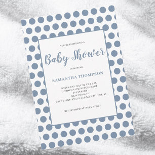 Blue Polka Dot Baby Shower Invitation