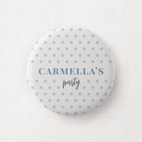 Blue Polka Dot Birthday Party Guest Button Favour