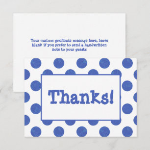 Blue Polka Dot Birthday Party Thank You Card