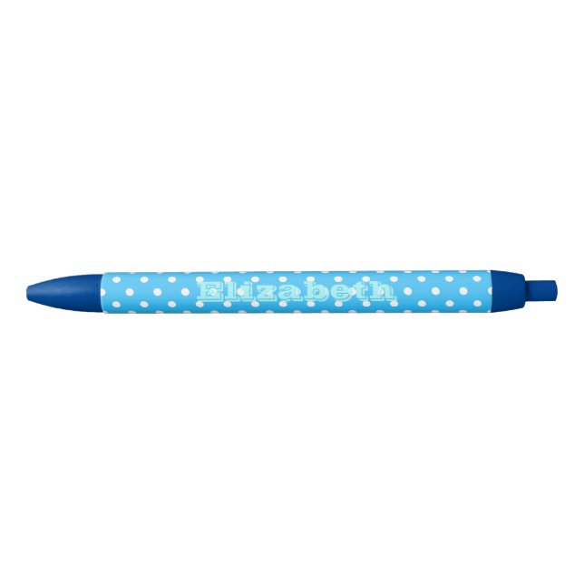 Blue Polka Dot Black Ink Pen (Front)