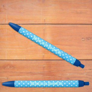 Blue Polka Dot Black Ink Pen