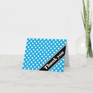 Blue Polka Dot Black Stripe Thank You Cards