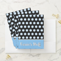 Blue Polka Dot Folder Personalised Name