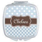 Blue Polka Dot Gingham Patterns Brown Name