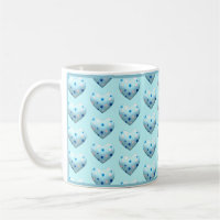 Blue Polka Dot Heart Cute Coffee