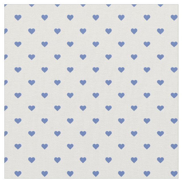 Blue Polka Dot Hearts Fabric (Close Up)