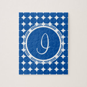 Blue Polka Dot Monogram Jigsaw Puzzle
