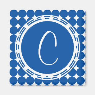 Blue Polka Dot Monogram Magnet