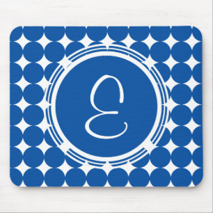 Blue Polka Dot Monogram Mouse Pad