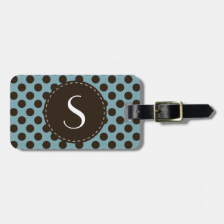Blue Polka Dot Monogram Personalised Luggage Tag