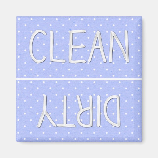 Blue Polka Dot Paper Clean Dirty Magnet (Front)