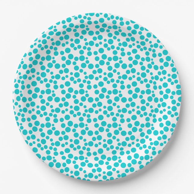 Blue polka dot  paper plate (Front)