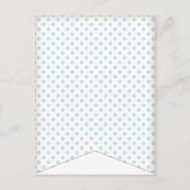 Blue Polka Dot Party Flag Bunting Banner Post Card (Front)