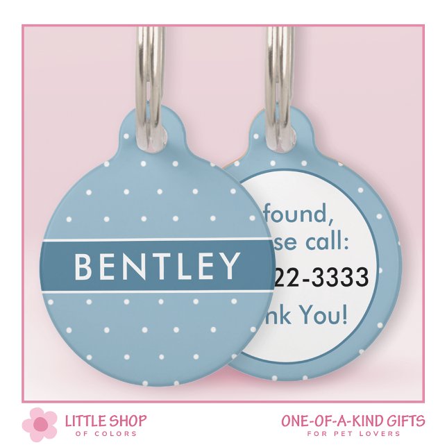 Blue Polka Dot Personalised Pet Tag (Creator Uploaded)