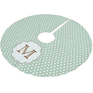 Blue Polka Dot Print Monogram Initial Tree Skirt