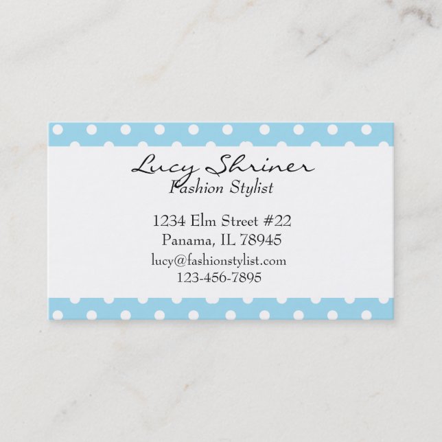 Blue Polka Dot Retro Style Fashion Cards (Front)
