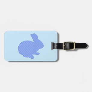 Blue Polka Dot Silhouette Easter Bunny Luggage Tag