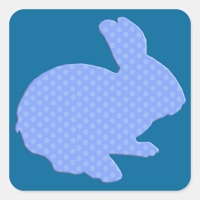 Blue Polka Dot Silhouette Easter Bunny Stickers (Front)
