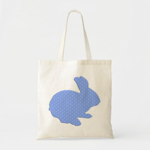 Blue Polka Dot Silhouette Easter Bunny Tote Bag