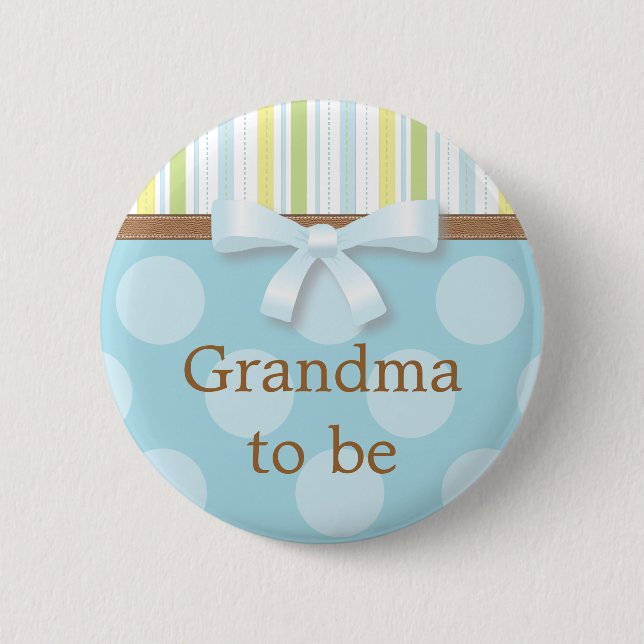 Blue Polka Dot Stripes - "Grandma to Be" Pin (Front)