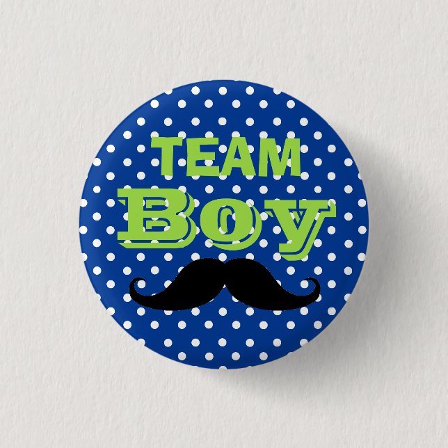 Blue Polka Dot Team Boy Baby Shower 3 Cm Round Badge (Front)