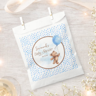 Blue Polka Dot Teddy Bear Baby Shower Favour Bags