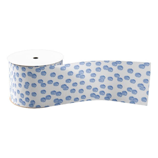 Blue Polka Dots 3'' Wide Grosgrain Ribbon (Spool)