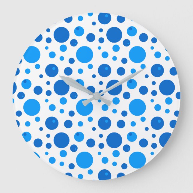 Blue Polka Dots and Circles Wall Clock (Front)