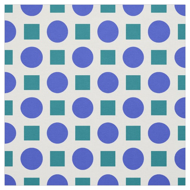 Blue polka dots and green squares fabric (Swatch)