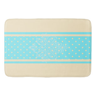Blue polka dots and yellow  bath mat