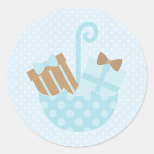 Blue Polka Dots Baby or Bridal Shower Stickers