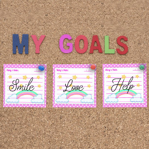 Blue polka dots, cute stars & rainbows 3" x 3" post-it notes