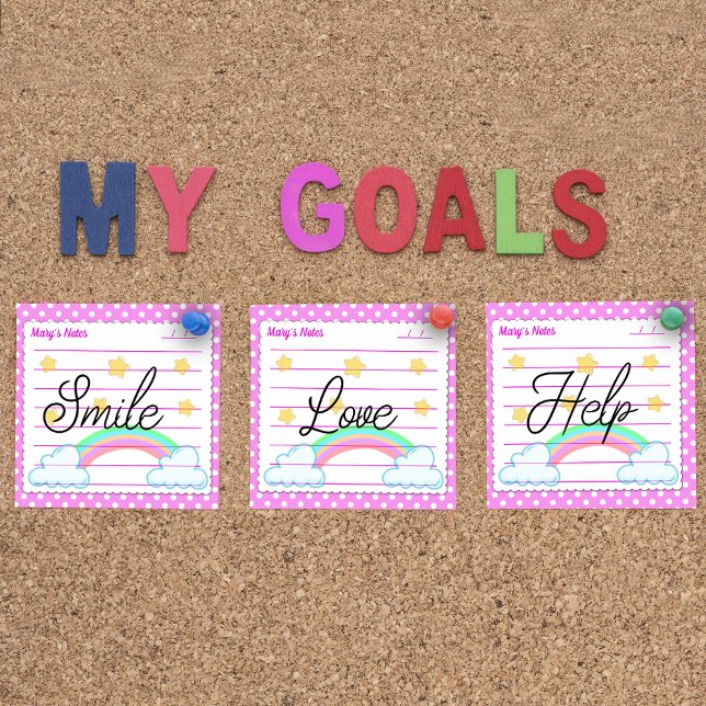 Blue polka dots, cute stars & rainbows 3" x 3" post-it notes (Creator Uploaded)