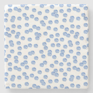 Blue Polka Dots Marble Stone Coaster
