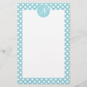 Blue Polka Dots Monogrammed Stationery
