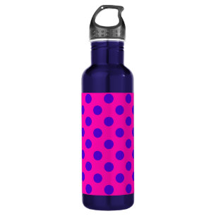 Blue polka dots on fuchsia 710 ml water bottle